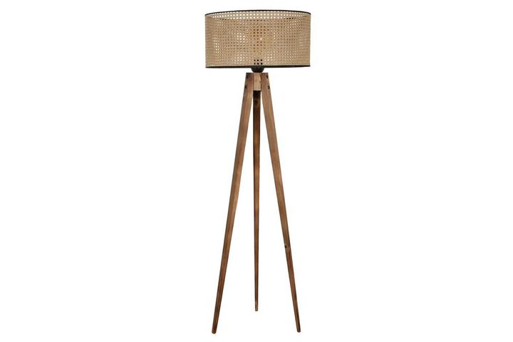 Juniper Stehlampe mit Dreibein aus Rattan