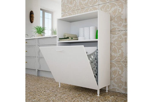 Eucalyptus Badezimmerschrank mit Wäschekorb