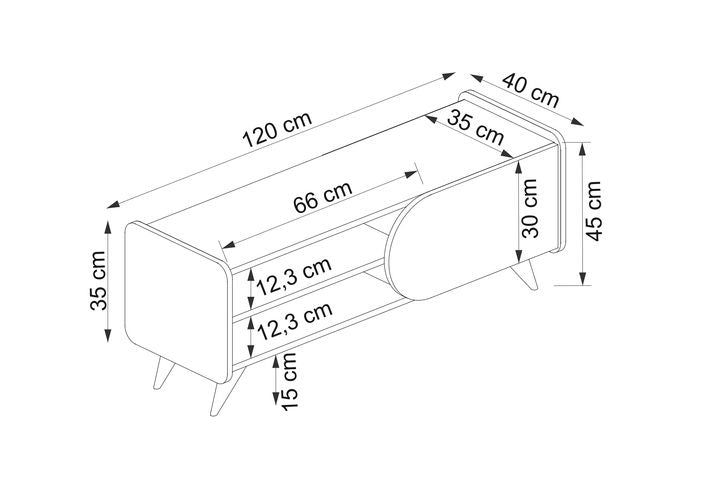 Mindy TV-Lowboard, 120 cm, Eiche & Weiß