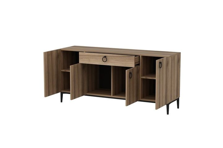 Medway Moon Modernes Sideboard, 160 cm, Gold & Nussbaum