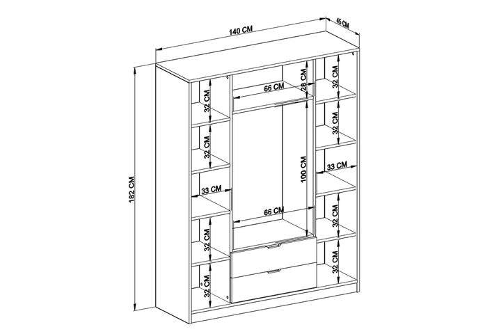 Matte Kleiderschrank mit 4 Türen und 2 Schubladen, Weiß