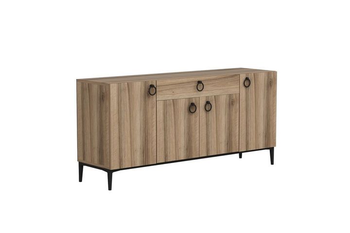 Medway Moon Modernes Sideboard, 160 cm, Gold & Nussbaum