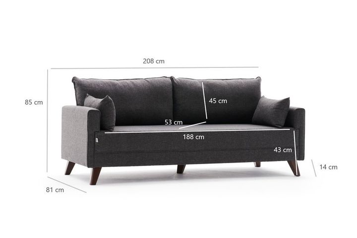 Bella Soft 3-Sitzer Sofa mit Schlaffunktion