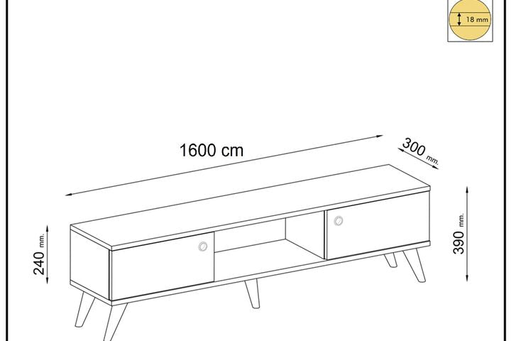 Wood TV-Lowboard mit Holzbeinen