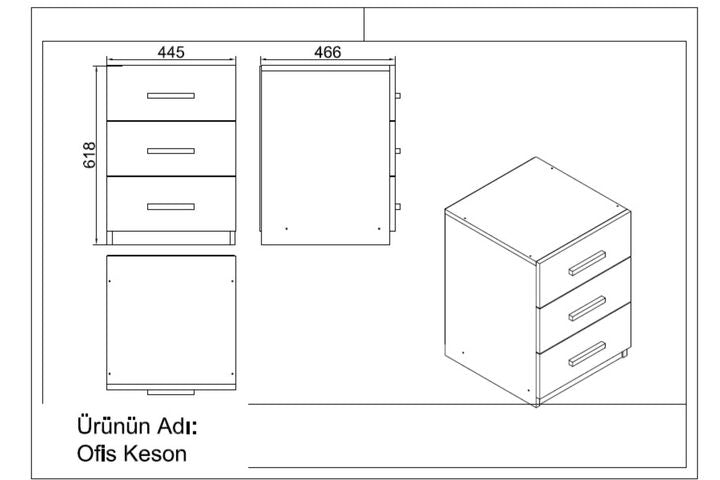 Robin Home Verona Etagere mit 3 Schubladen, Nussbaum & Anthrazit