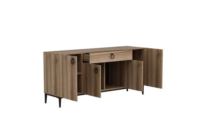 Medway Moon Modernes Sideboard, 160 cm, Gold & Nussbaum